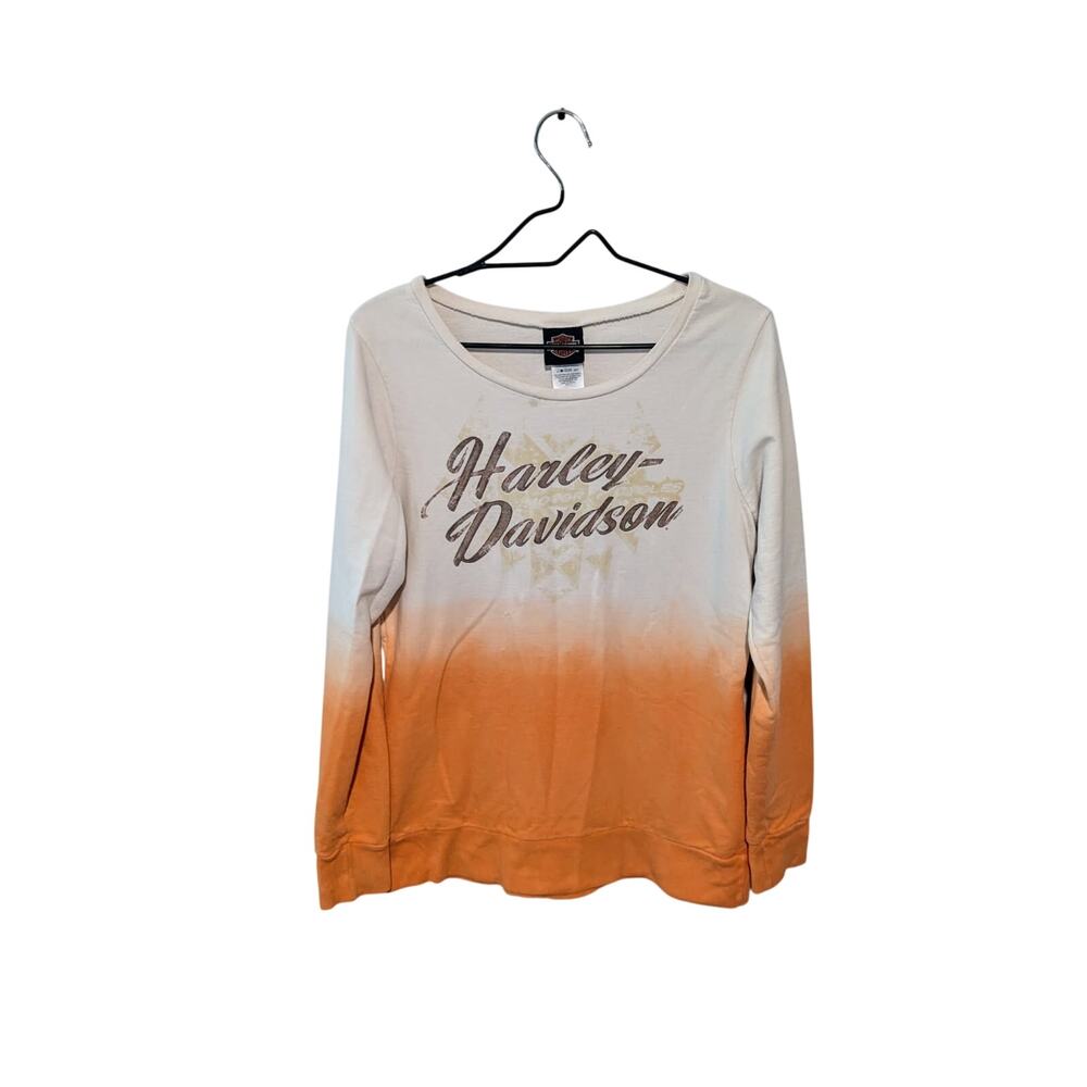 Harley Davidson Orange & White Sweatshirt Size S